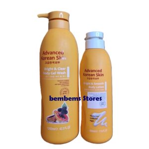 Advanced Korean Skin Bright & Smooth Body Lotion 500ml & Shower Gel with With Papaya & Mulberry